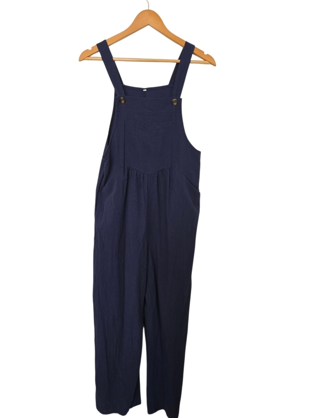 Navy Blue Wide Leg Overalls | Adjustable Strap Jumpsuit | Size Small - Picture 2 of 7